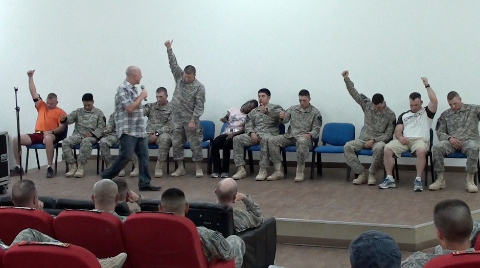 Hypnotizing and entertaining the troops overseas